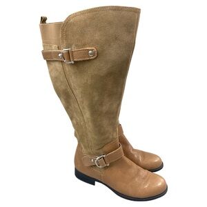 Naturalizer Jenelle Wide Calf Suede Leather Boots Size 6 Taupe Tall Boot